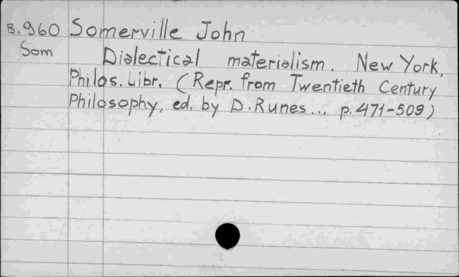 ﻿		rterv/llc John
Sorn	Lisl&cjcal materialism . New York	
	4ii Io	s.Libr, C Rdpr. Yom Tv/e-ntielh Century
	Philosophy, eJ. by £>■ Juries.., p, 471-509 )	
		
		
		
			—
		
		
		